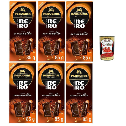 Perugina Snack Kuchen & Backwaren Perugina NERO Fondente gusto Extra e Amaretto Tavoletta di Cioccolato Fondente Dunkle Schokoladen und Amaretto 6x 85g italienisch Original 8000300427387