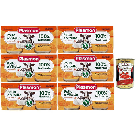 Plasmon Carne Pollo Vitello e cereale 6x (2x80 g) Mit italienischem Fleisch, 100% natürlich, ohne Stärken und Räume hinzugefügt italienisch Original