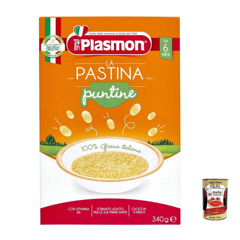 Plasmon Nudeln & Pasta Plasmon Punt ine Pastina Infanzia Svezzamento Dai 6 Mesi 340 Grammi 6x Original italienisch inkl. Italian Gourmet Polpa 400g 8001040012345