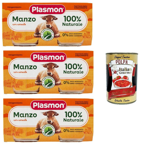 Plasmon Carne Manzo e cereale ( ) Mit italienischem Fleisch 100% natürlich ohne Stärken und Räume hinzugefügt 2x80 g 3x italienisch Original Müsli + kostenlos