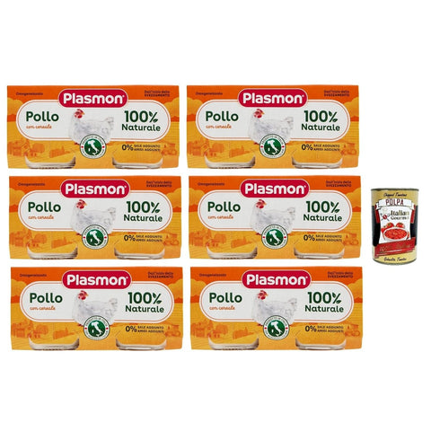 Plasmon Snack Kuchen & Backwaren Plasmon Carne, Pollo e Cereale, 6x (2 x 80g), Mit italienischem Fleisch, 100% natürlich, ohne Stärken und Räume hinzugefügt Original italienisch inkl. Italian Gourmet Polpa 400g 8001040016541
