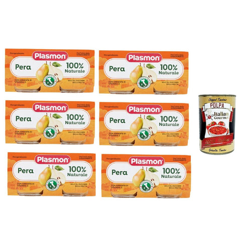 Plasmon Frutta Pera 6x (2x104 g) Nur mit italienischen Birne, 100% natürlich, mit Zugabe von Vitamin C italienisch Original