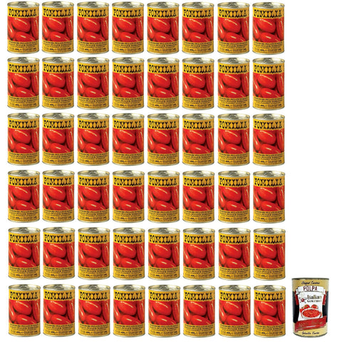 Pomilia Pomodori Pelati Geschälte Tomaten 100% italienische Tomaten Dose 400 g 48x italienisch Original Pastasauce + kostenlos Polpa di Pomodoro 400 g Dose