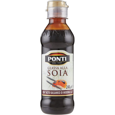 Ponti Glassa alla Soia Gastronomische Glasur Sauce Soja Würzsaucen mit Balsamico - Essig von Modena IGP 12x 240g Original italienisch