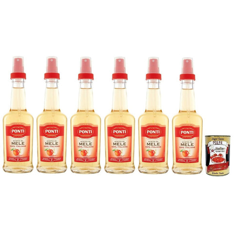 Ponti Essig Ponti Aceto di Mele Spray Säure 5% Apfelessig Hergestellt aus 100% Äpfeln 6x 250ml italienisch Original 8001010104001