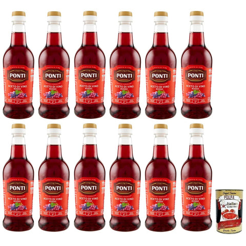 Ponti Essig Ponti Aceto di Vino Rosso Rotweinessig Essig Säure 6% PET 12x 500ml italienisch Original 8001010071358