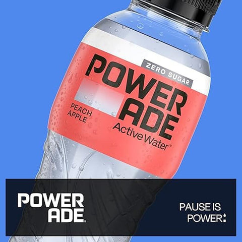 Powerade Energy Drinks 24x POWERADE Active Peach Apple Pfirsich-Apfel-Wasser – Kalorienfreies und zuckerfreies Erfrischungsgetränk mit den Vitaminen B3 und B6 – Sportgetränk mit Mikronährstoffen in Einwegflaschen PET 500 ml 5449000341556