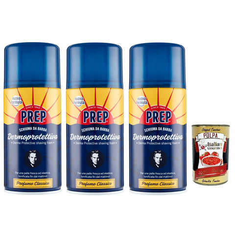 Prep Hautschützender Rasierschaum Reichhaltige und cremige Formel für die Rasur empfindlicher Haut spendet 1x300ml Original italienisch Schäume
