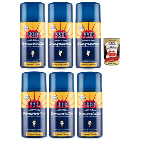 Prep Schäume Prep Hautschützender Rasierschaum Reichhaltige und cremige Formel für die Rasur empfindlicher Haut spendet Feuchtigkeit und erfrischt 6 Flaschen à 300 ml italienisch Original 8017331089934
