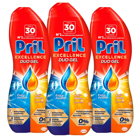 Pril Excellence Duo Reinigungsgel für die Spülmaschine, extra stark, geruchshemmend, Tiefenreinigung gegen verbrannten Schmutz, 0 % Rückstände bei niedrigen