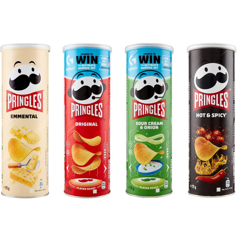 Pringles Party Mix | Chips Mix Box | 18 Dosen mit 4 verschiedenen Sorten (18x175 g) italienisch Original Kartoffelchips + kostenlos Polpa 400 g