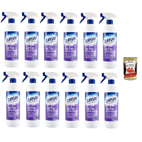 Quasar Glasreinigung Quasar Efficacia Professionale Extra Profumo Professional Effectiveness Extra Parfüm Glasreiniger-Parfüm 12x580ml Original italienisch inkl. Italian Gourmet Polpa di Pomodoro 400g 8008731005570