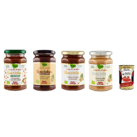 Rigoni di asiago Schokoladenaufstrich Rigoni di asiago Nocciolata - Testpaket, 4x 250g, Haselnusscreme ohne Palmöl, Nuss Nougat Creme ohne Palmöl, Leckerer Brotaufstrich Original italienisch inkl. Italian Gourmet Polpa 400g 8052575090216