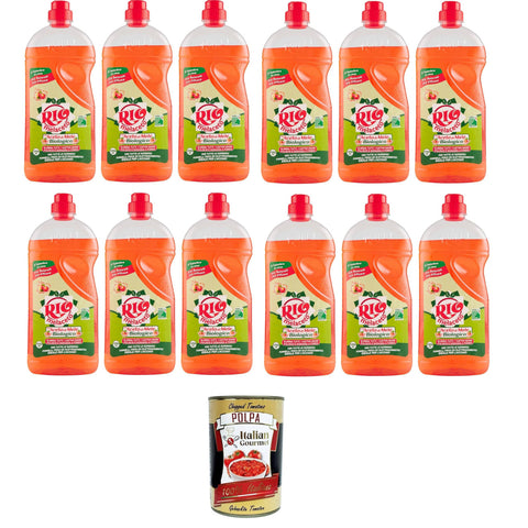 Rio Casa Mia Rio Melaceto Flüssigwaschmittel für Geschirr und Besteck, 12x1 Liter – mit Bio Apfelessig – entfettet gründlich und beseitigt schlechte Gerüche italienisch Original