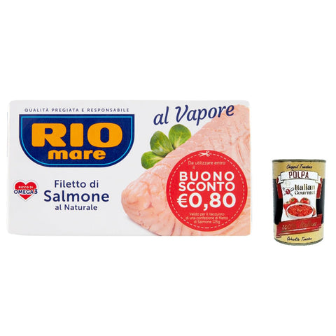 Rio Mare Natürliches Lachsfilet, gedämpft, reich an Omega 3, 125 g Fertiggerichte italienisch Original