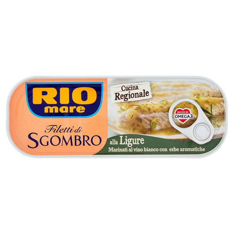 Rio Mare Filetti di Sgombro alla Ligure Makrelenfilets in Weißwein mariniert mit aromatischen Kräutern 120g reich an Omega 3 Original italienisch