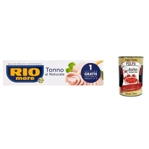 Rio Mare Fleisch, Geflügel & Wild Rio Mare Tonno al Naturale, Natürlicher Thunfisch, Thunfisch hochwertiger gelbe Flossen 4 x 80 g italienisch Original 8032804040014