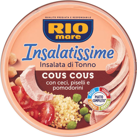Rio Mare Insalatissime Couscous und Thunfisch mit Kichererbsen, Erbsen, Kirschtomaten 200g 3x Original italienisch