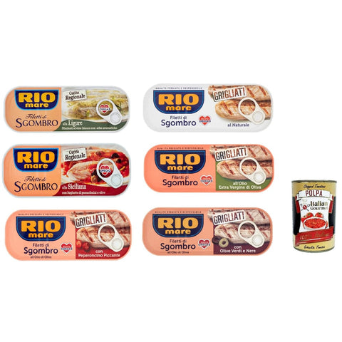 Rio Mare Koch- & Backzutaten Rio Mare Filetti di Sgombro grigliati Makrelenfilets reich an Omega 3 6x120 g italienisch Original Pastasauce + kostenlos polpa 400 g 8004030623026
