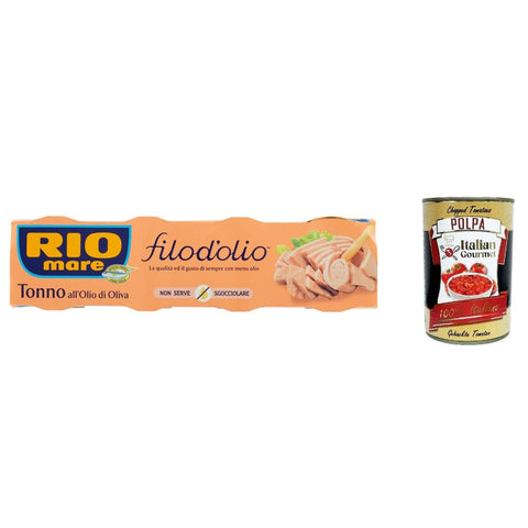 Rio Mare Koch- & Backzutaten Rio Mare filo d'olio Tonno all'Olio di Oliva, Thunfisch mit weniger Olivenöl 4 x 65 g Koch- & Backzutaten italienisch Original 8032804040014