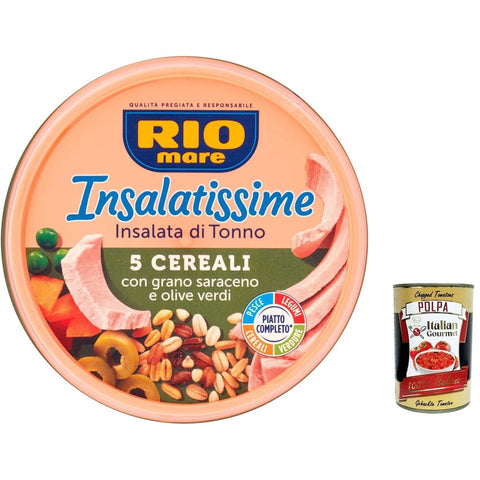 Rio mare Koch- & Backzutaten Rio mare Insalatissime tonno e 5 cereali Salad Thunfisch mit 5 Getreide 220 g 12x italienisch Original Müsli + kostenlos polpa 400 g 8032804040014