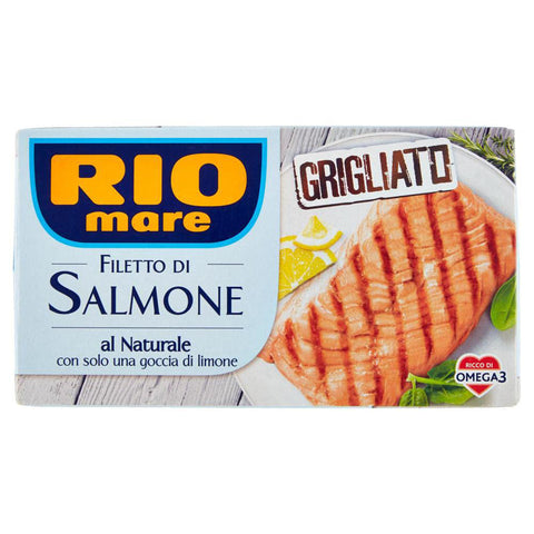Rio Mare Filetto di Salmone Grigliato al Naturale con una goccia di limone Gegrilltes Lachsfilet mit einem Tropfen 1x125g Original italienisch Pflege