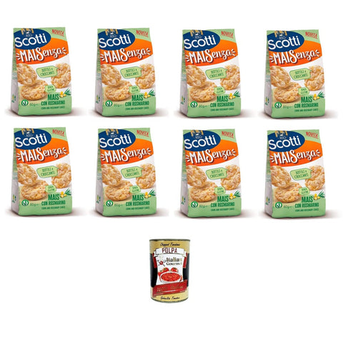 Riso Scotti Flips Riso Scotti Mai Senza Mais mit Rosmarin 8x60 g italienisch Original Reis + kostenlos polpa 400 g 8032804040014
