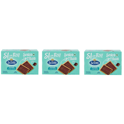 Riso Scotti Senza Lattosio Merenda Biscotto e Cioccolato Kekse mit dunkler Schokolade Laktosefrei Ohne Palmöl und ohne 8x25g Original italienisch