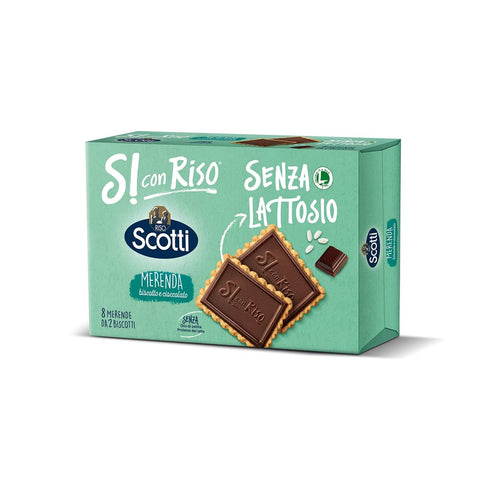 Riso Scotti Kekse Riso Scotti Senza Lattosio Merenda Biscotto e Cioccolato Kekse mit dunkler Schokolade Laktosefrei Ohne Palmöl und ohne Milchproteine ( 8 x 25 g ) 200 g Biscuits cookies italienisch Original 8001860201424