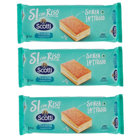 Riso Scotti Merendina con Farina di Riso Snack mit Reismehl laktosefrei ( 8 x 25g ) 200g Reismehlsnack ohne Palmöl ohne Milchproteine 3x Original italienisch