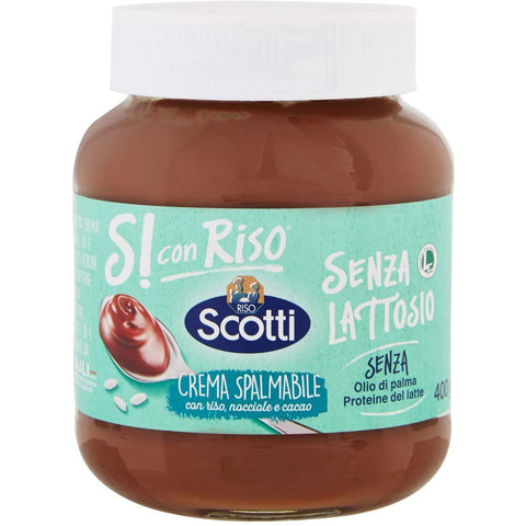 Riso Scotti Si con Riso Streichcreme mit Reis, Haselnüssen und Kakao laktosefreie 3x400g Original italienisch
