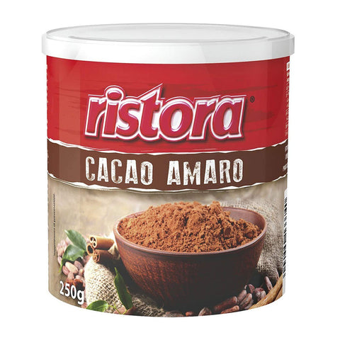 Ristora Cacao Amaro in polvere Ungesüßtes Kakaopulver bitterer Geschmack Gluten frei Schokolade 12x250g Original italienisch Kakao & Heiße Schokolade