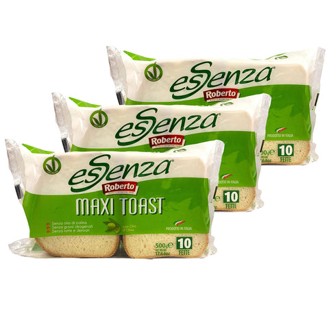 Roberto - 3er Pack Original italienisches Maxi Toast Essenza mit Olivenöl - Sandwich Toast Brot ideal für die mediterrane Küche - Sandwichtoast in 500 g Packung