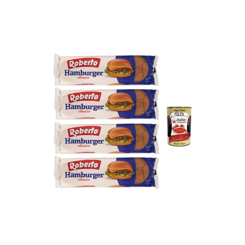 Roberto Hamburger Brot & Backwaren Roberto Hamburger Brot Packung mit Jede Packung enthält 6 Hamburger Buns 300 g 4x italienisch Original Pastasauce + kostenlos Polpa di Pomodoro 400 g Dose 8003490036100