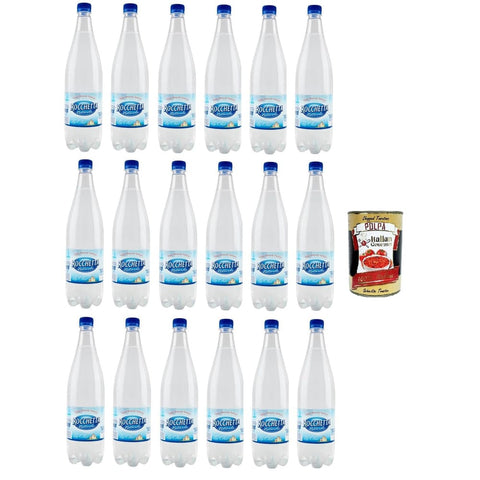 Rocchetta La Kohlensäurehaltiges Wasser Rocchetta La Chic Natürliches Wasser 18x1 lt italienisch Original Pastasauce + kostenlos polpa 400 g 8032804040014