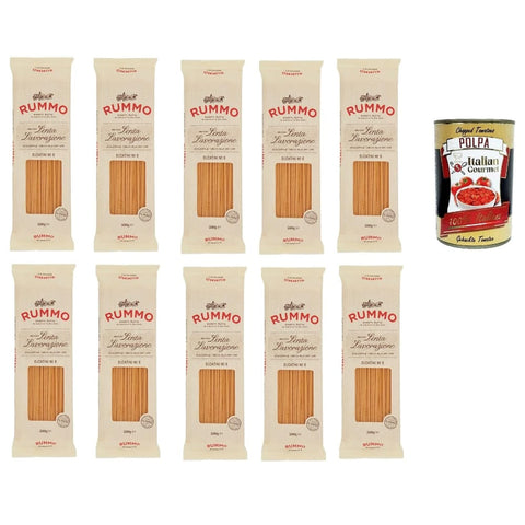 Rummo Internationale Nudeln Rummo Bucatini n° 6 Pasta Lenta Lavorazione Teigwaren aus Hartweizengrieß Bronze-Zeichnung 10x 500g Original italienisch inkl. Italian Gourmet Polpa 400g 8032804040014