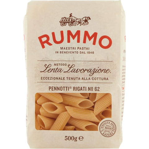 Rummo Pennoni rigati N. 62 Hartweizengrieß Pasta Italienische Nudeln 500 g Packung Kurze Pasta italienisch Original