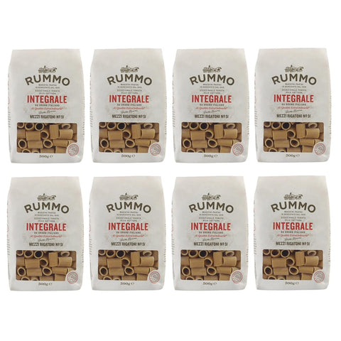 Rummo Kurze Pasta Rummo 8er-Pack Rummo Pasta Integrale Mezzi Rigatoni N°51 Vollkornnudeln Nudeln Vollkorn Italienische Pasta 500 g italienisch Original 8008343709057