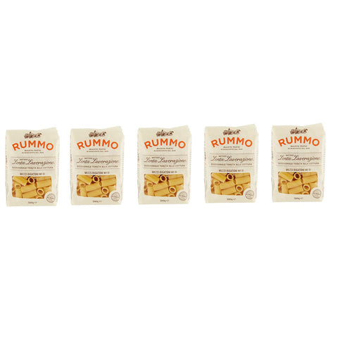 Rummo Mezzi Rigatoni N°51 Pasta Lenta Lavorazione Teigwaren aus Hartweizengrieß Bronze Zeichnung 5x500g Original italienisch