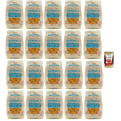 Rummo Pasta Nudeln Glutenfreie Mezze Penne Rigate, Bronze Gezeichnete gluteinfrei, perfekt für Menschen mit Zöliakie oder Glutenunverträglichkeit, 20x 400 g italienisch Original