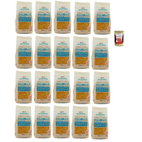 Rummo Längliche Pasta Rummo Pasta Nudeln Glutenfreie Stelline N° 22, Bronze Gezeichnete gluteinfrei, perfekt für Menschen mit Zöliakie oder Glutenunverträglichkeit, 20x 400 g Original italienisch inkl. Italian Gourmet Polpa 400g 8032804040014