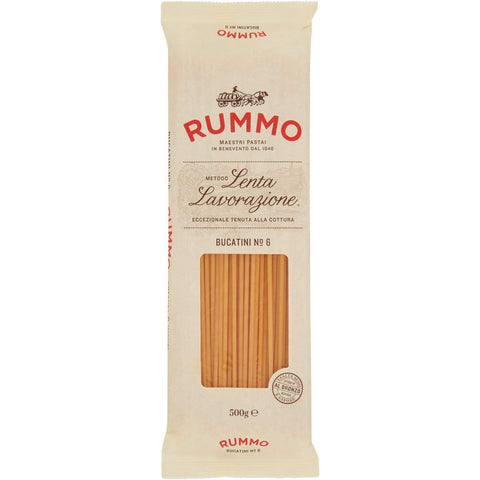 Rummo Bucatini N. 6 Hartweizengrieß Pasta Italienische Nudeln 500g Packung 24x Original italienisch inkl. Italian Gourmet Polpa di Pomodoro 400g Dose