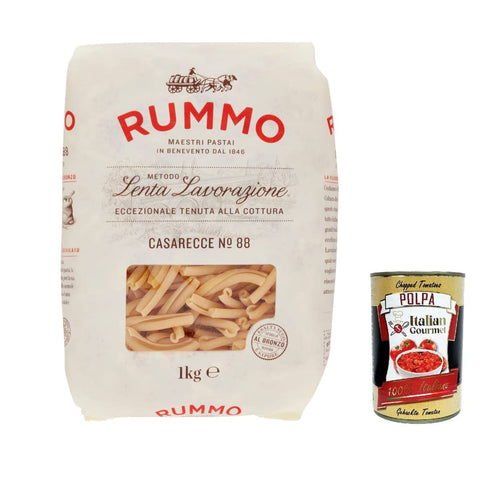 Rummo Nudeln & Pasta Rummo Casarecce N°88 Pasta Lenta Lavorazione Teigwaren aus Hartweizengrieß Bronze Zeichnung 1 kg italienisch Original 8008343230889