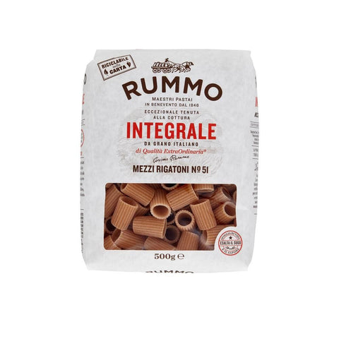 Rummo Pasta Integrale Mezzi Rigatoni N° 51 Vollkornnudeln Nudeln Vollkorn Italienische Pasta 20x500 g italienisch Original + kostenlos polpa 400 g