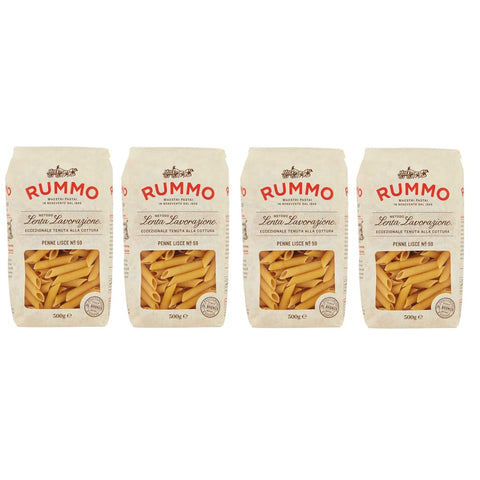 Rummo Nudeln & Pasta Rummo Pasta Penne Lisce n°59 Teigwaren aus Hartweizengrieß Bronzepaste Packung 500 g 4x italienisch Original 8008343200592
