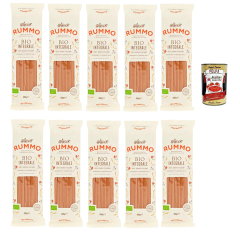 Rummo Spaghetti Grossi N° 5 Pasta Lenta Lavorazione Teigwaren aus Hartweizengrieß Bronze-Zeichnung 10x500 g italienisch Original + kostenlos polpa 400 g