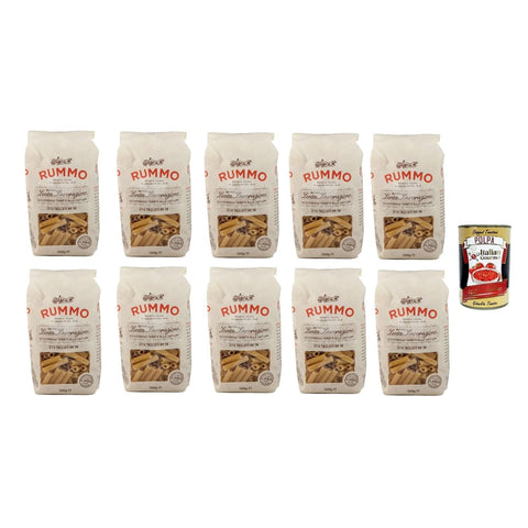 Rummo Nudeln & Pasta Rummo Ziti Tagliati n° 36 Pasta Lenta Lavorazione Teigwaren aus Hartweizengrieß Bronze-Zeichnung 10x 500g Original italienisch inkl. Italian Gourmet Polpa 400g 8008343200363