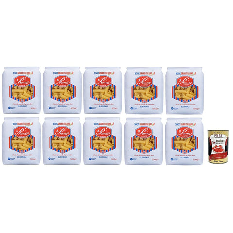 Russo Nudeln & Pasta Russo Elicoidali N°122 Hartweizengrieß Pasta,100% Italienischer Weizen,500g-Packung 10x Original italienisch inkl. Italian Gourmet Polpa di Pomodoro 400g Dose 8000139922787