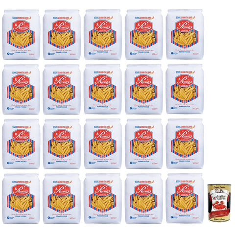 Russo Nudeln & Pasta Russo Penne Piccole N°12 Hartweizengrieß Pasta,100% Italienischer Weizen,500g-Packung 20x Original italienisch inkl. Italian Gourmet Polpa di Pomodoro 400g Dose 8000139922626