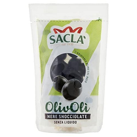 Saclà OlivOli Olive Nere Snocciolate Entsteinte Schwarze Oliven Ohne Flüssigkeit Ideal für Aperitifs Salate und zum 75g italienisch Original